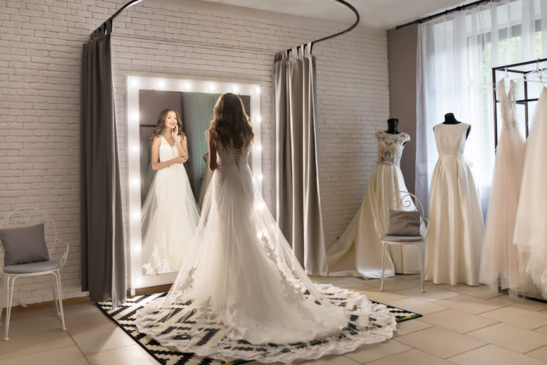 beautiful woman in white wedding gown